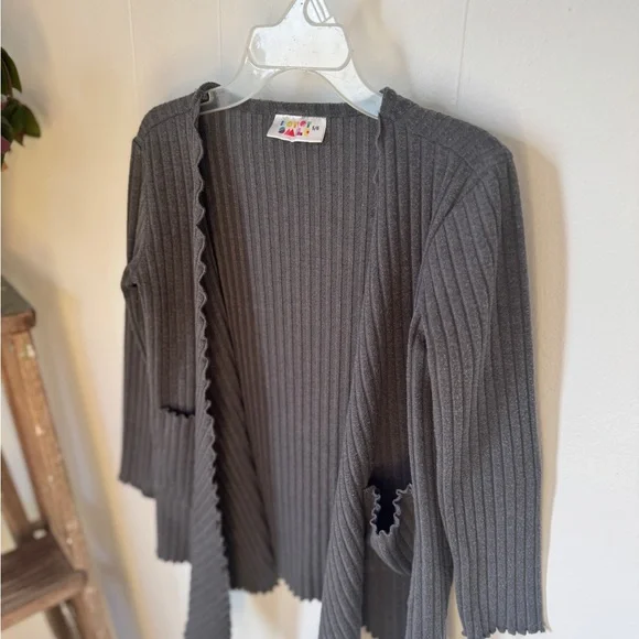 🩶DotDotSmile Ribbed Open Front Cardigan | Girls 5/6 ✨ - Picture 4 of 6